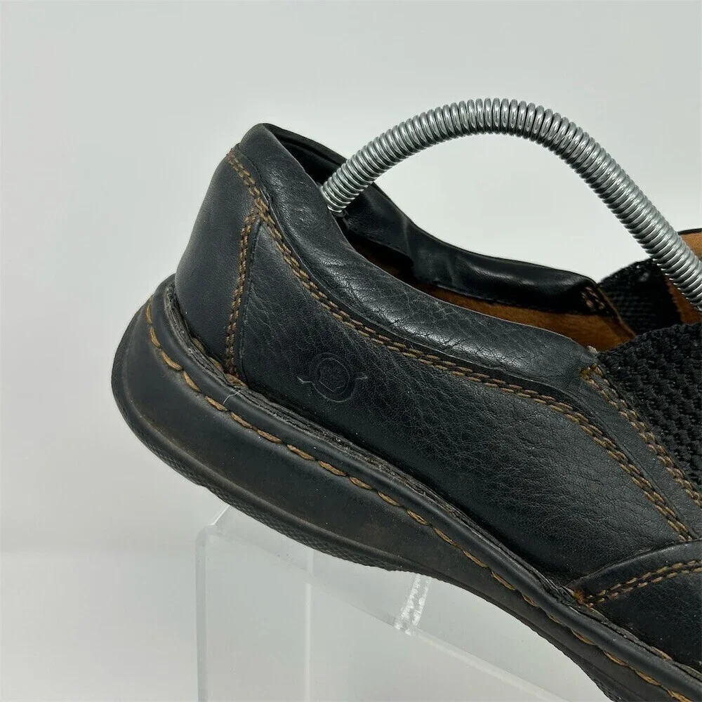 Born Men's Loafers Black Leather Slip-On Comfort Shoes Size 12 EU 43 Casual